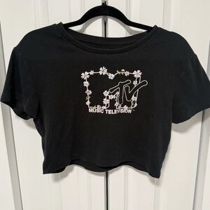 MTV Floral Logo Cropped Tee